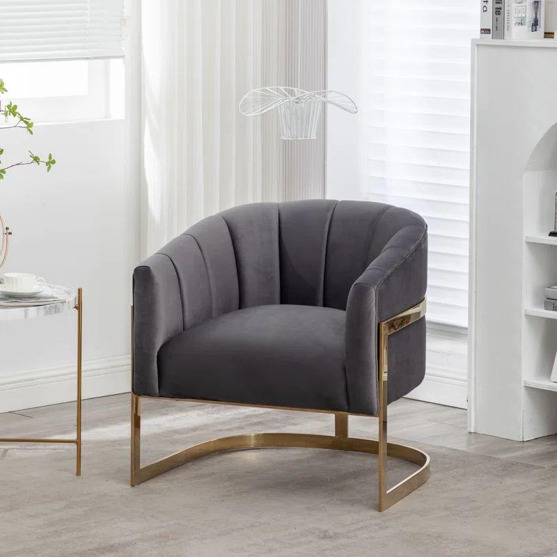 Sleek Gray Velvet Chair Swedish Wood By Alhome - ALHOME