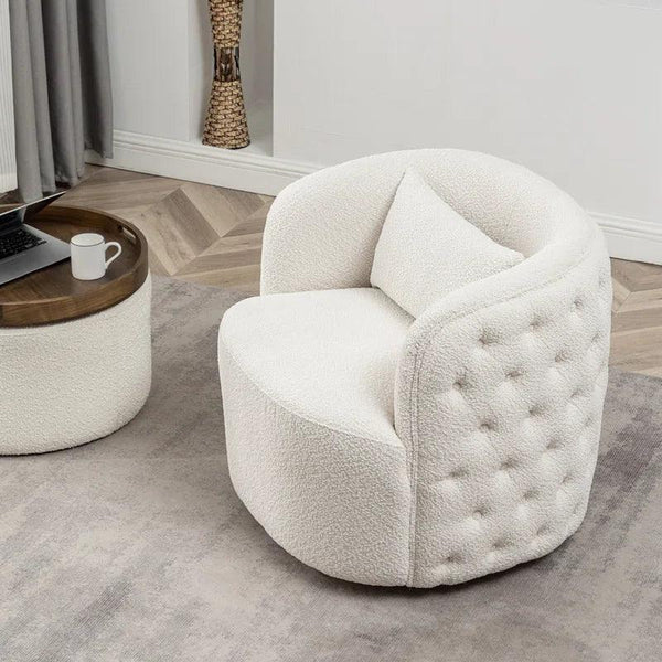 Serene Simplicity: White Boucl√© Chair for Elegant Comfort By Alhome - 110111093 - ALHOME