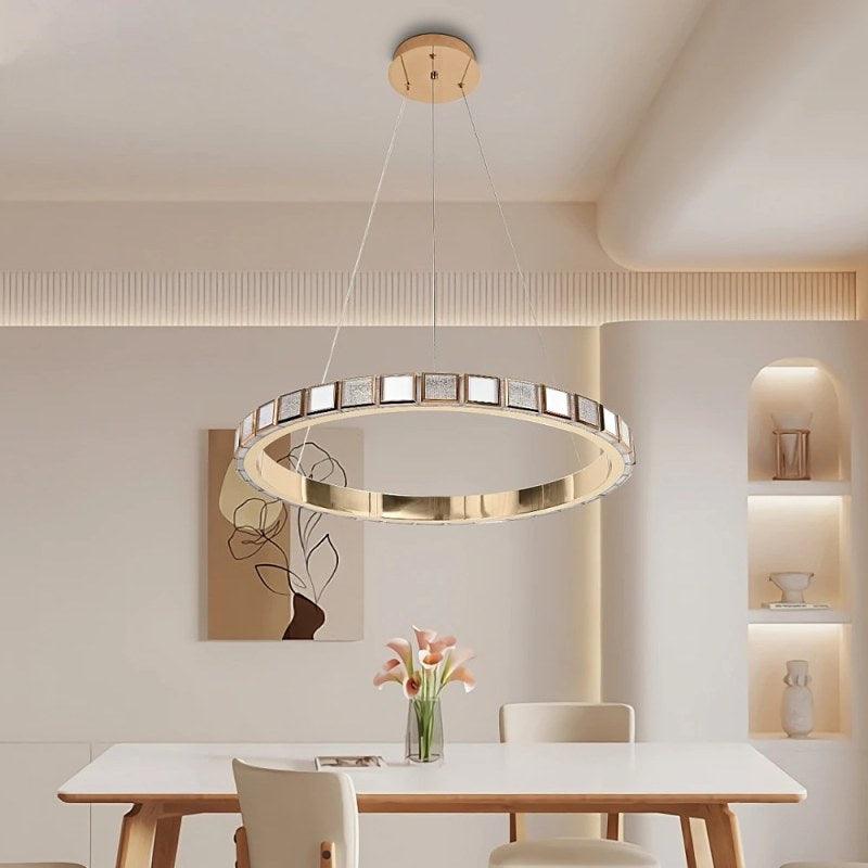 Modern Gold Chandelier With 3 Lights - 55 W- Size 60 cm By Alhome - ALHOME