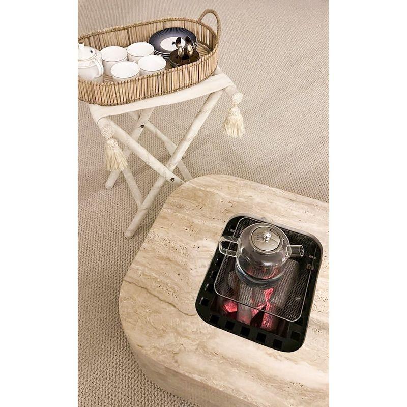 Serving Table with Charcoal Grill, Travertine Marble - By Alhome - Zrafh.com - Your Destination for Baby & Mother Needs in Saudi Arabia