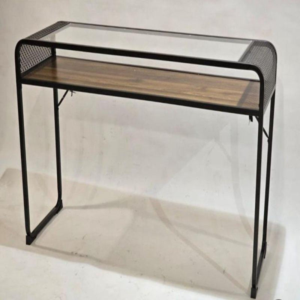 Modern Console With Glass And Wooden Shelves - Brown By Alhome - ALHOME