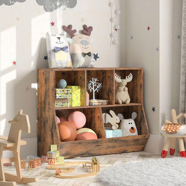 Kids Bookcase: 89x30x74 Wood, Brown by Alhome - ALHOME