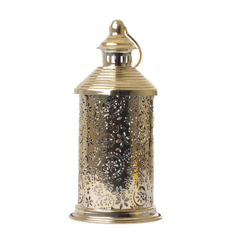 Round Steel Ramadan Lantern With Led Lighting - Gold - 26X12X12 Cm - By Family Ship - 600007813 - ALHOME