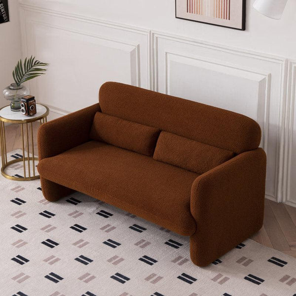 Warm Embrace: 3-Seater Boucl√© Sofa in Rusted Orange By Alhome - ALHOME