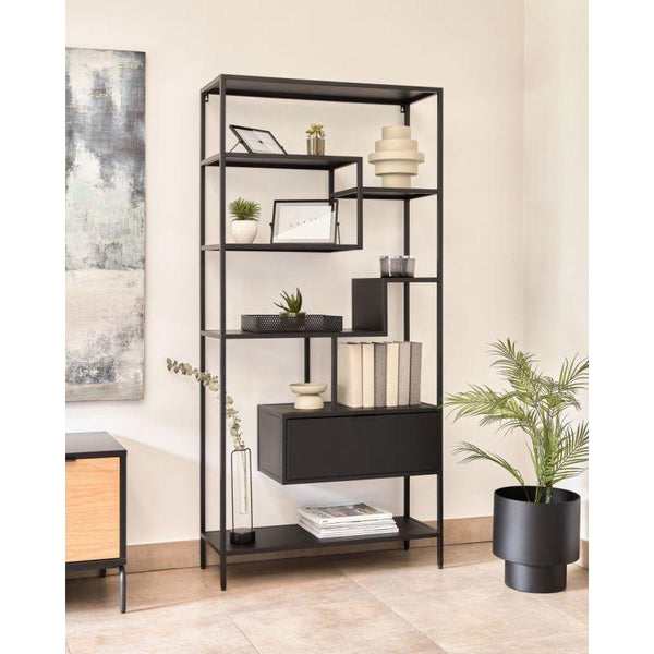 Black Engineered Wood Display Unit - Size: 80x31x168 By Alhome - ALHOME