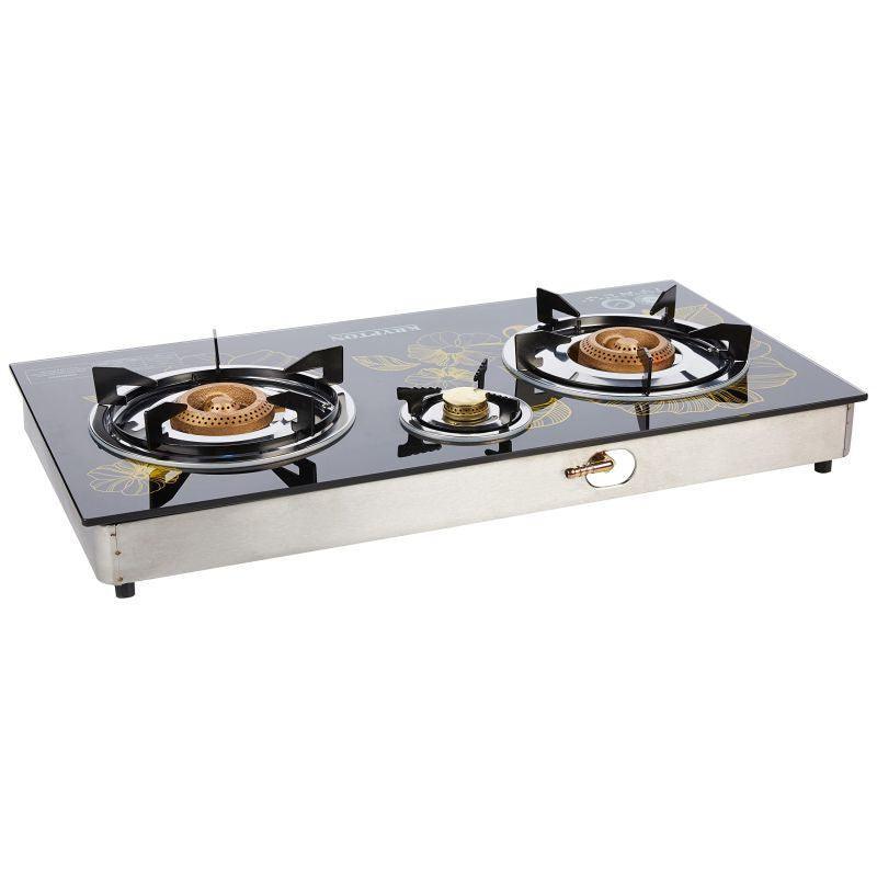 Krypton 3 Burner - Gas Stove with Auto Ignition - Black - KNGC6060 - .com - Your Destination for Baby & Mother Needs in Saudi Arabia