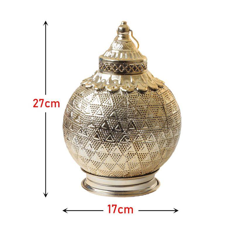 Steel Ramadan Lantern With Led Light With Sound - Gold - 27X17X17 Cm - By Family Ship - ALHOME