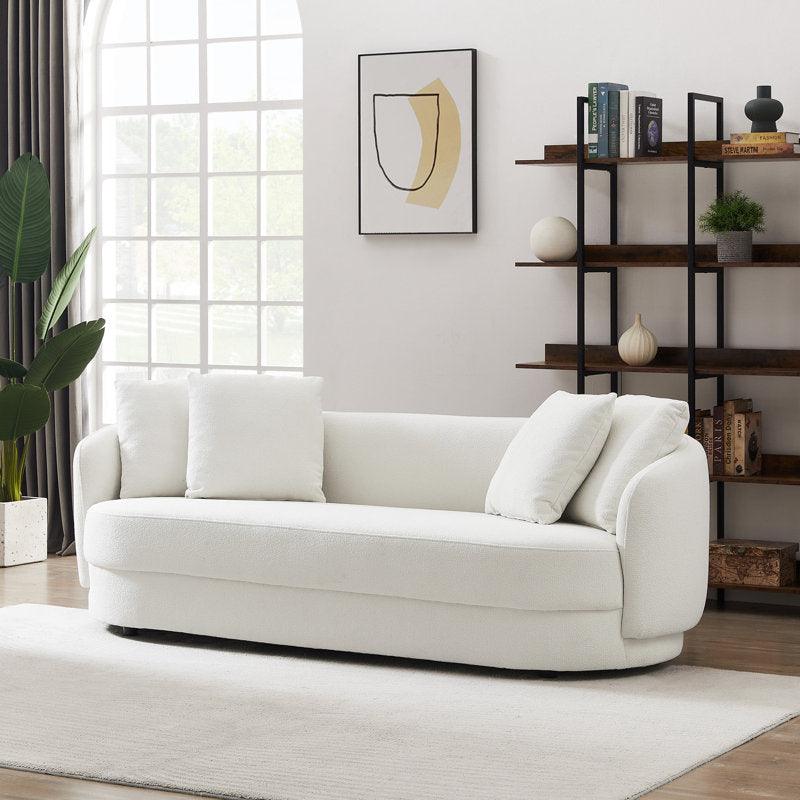 3-Seater Boucl√© Sofa in Neutral Beige By Alhome - ALHOME