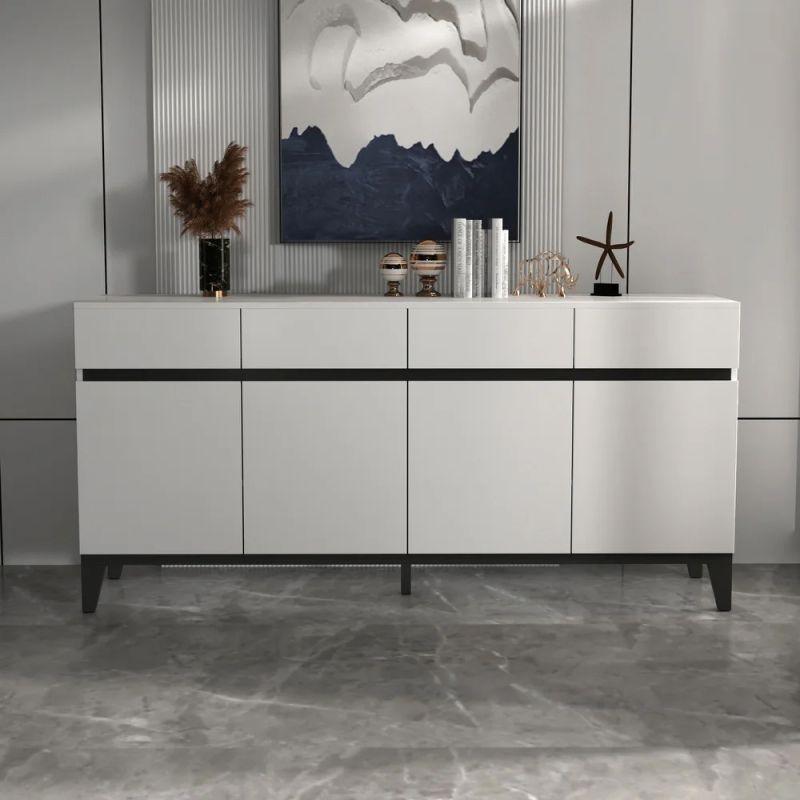 White Console with 4 Doors and 4 Drawers By Alhome - ALHOME