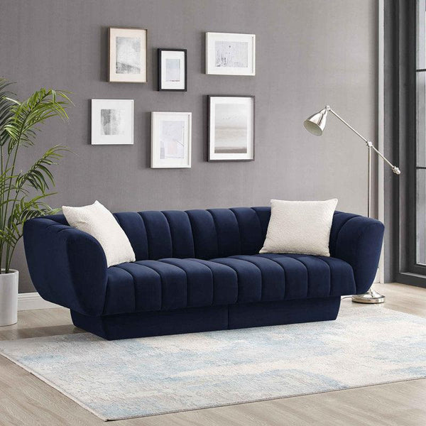 Regal Bliss: 3-Seater Velvet Sofa in Indigo By Alhome - ALHOME