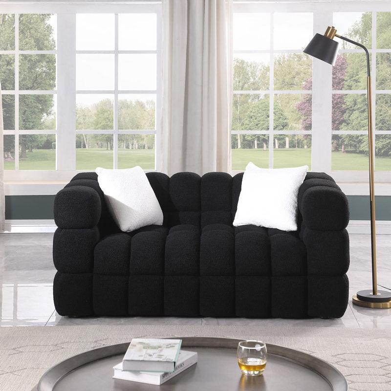 2-Seater Black Boucl Sofa By Alhome - ALHOME