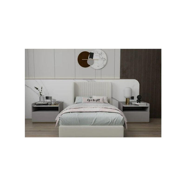 Off White Velvet Single Bed Size 120x200 By Alhome - 110110054 - ALHOME