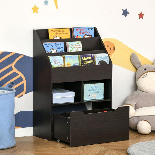 Kids Bookcase: 59x29x89 Wood, Black by Alhome - ALHOME