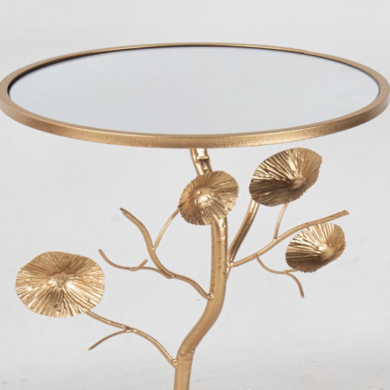 Single Table With A Circular Mirror Glass Top And Golden Iron Bases By Alhome - ALHOME