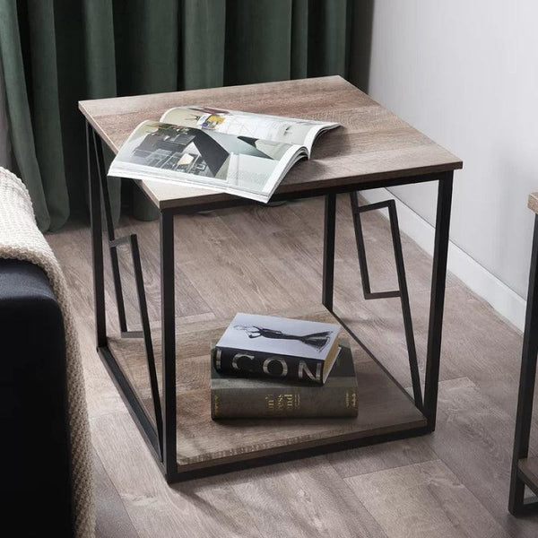 Side Table 56x56x56 cm - Black & Brown By Alhome - ALHOME