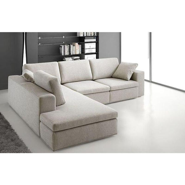 Comfortable Beige Linen L-Shaped Sofa - 90x380x180x45 cm - Swedish Wood By Alhome - ALHOME