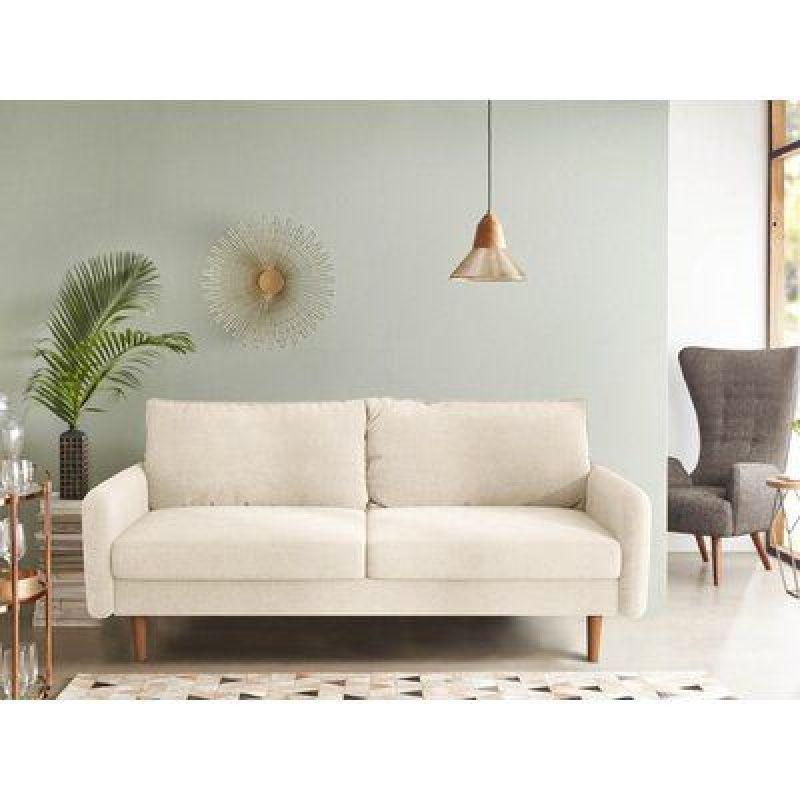 Chic Beige Velvet 2-Seater Sofa Swedish Wood By Alhome - ALHOME