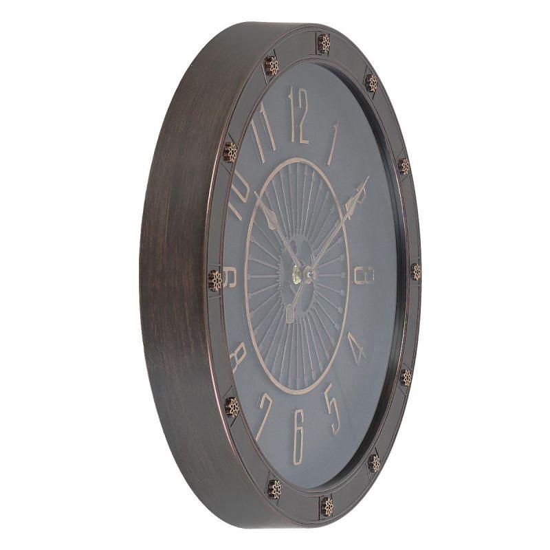 Battery operated circular wall clock - brown - 35 cm diameter - By Family Ship - ALHOME