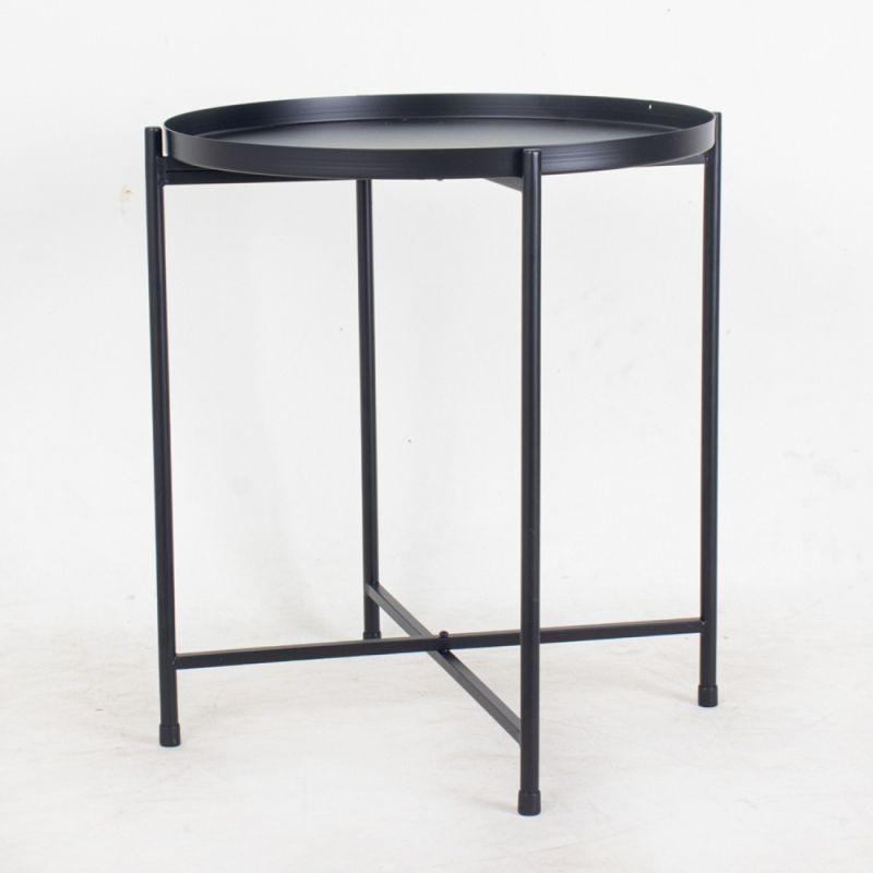 Table With A Metal Surface And Iron Legs In Black By Alhome - ALHOME