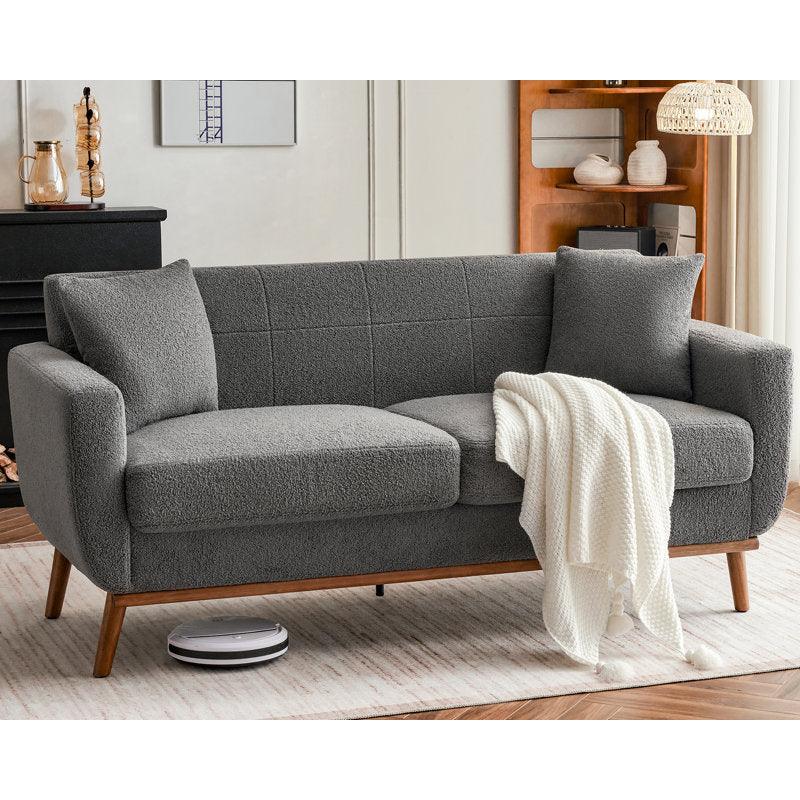 Sleek Serenity: 3-Seater Boucl√© Sofa in Grey By Alhome - ALHOME