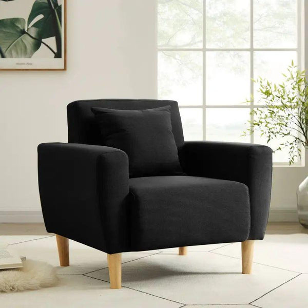 Luxe Black Velvet Chair with Swedish Wood By Alhome - 110110661 - ALHOME