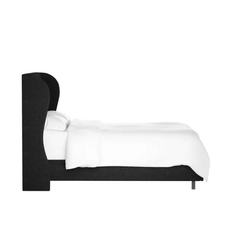 Black Linen Tranquility: Swedish Wood Super King Bed (200x200x140) by Alhome - ALHOME