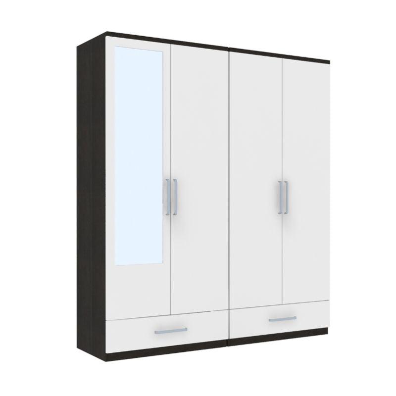 Wardrobe with 4 Doors and 2 Drawers, White By Alhome - ALHOME