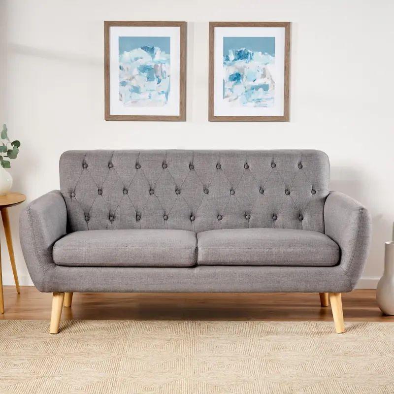 Sleek Gray Velvet 2-Seater Sofa Swedish Wood By Alhome - 110110847 - ALHOME