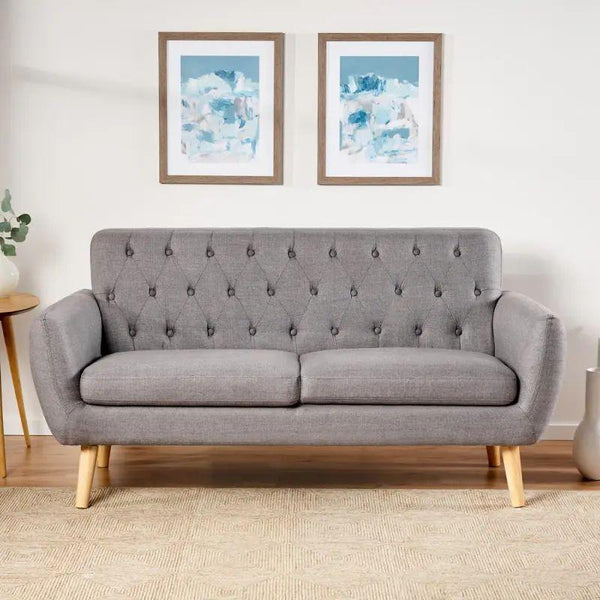 Sleek Gray Velvet 2-Seater Sofa Swedish Wood By Alhome - 110110847 - ALHOME