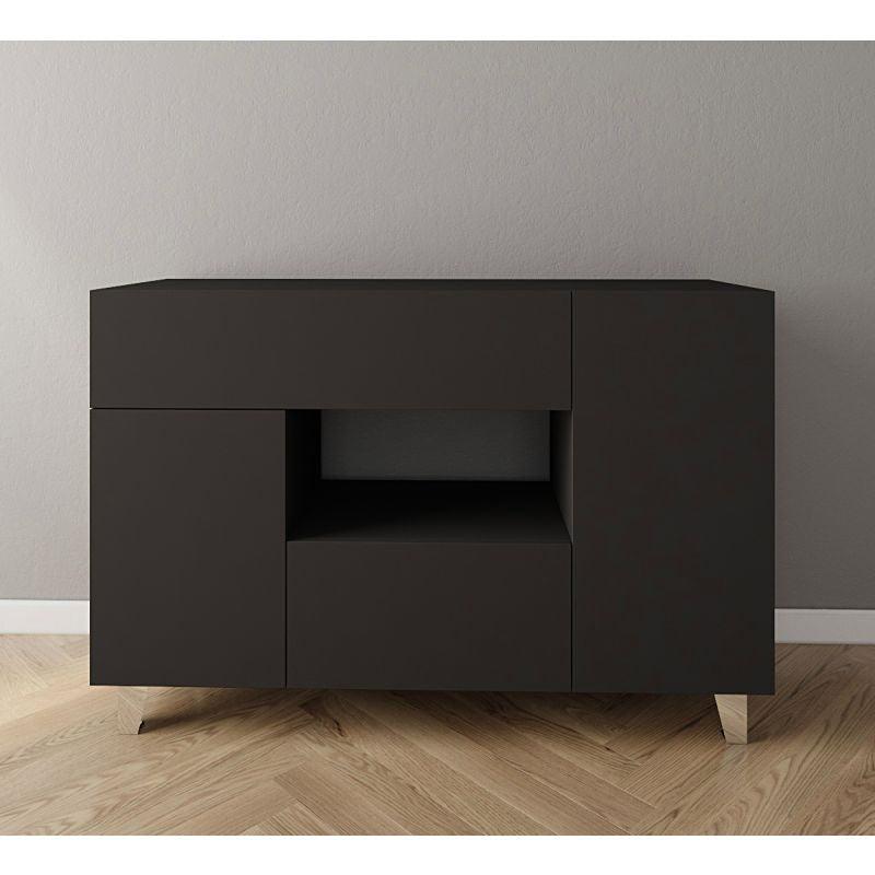 Coffee Corner with Two Shelves and Two Drawers (Black) By Alhome - ALHOME