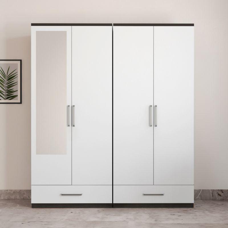 Wardrobe with 4 Doors and 2 Drawers, White By Alhome - ALHOME