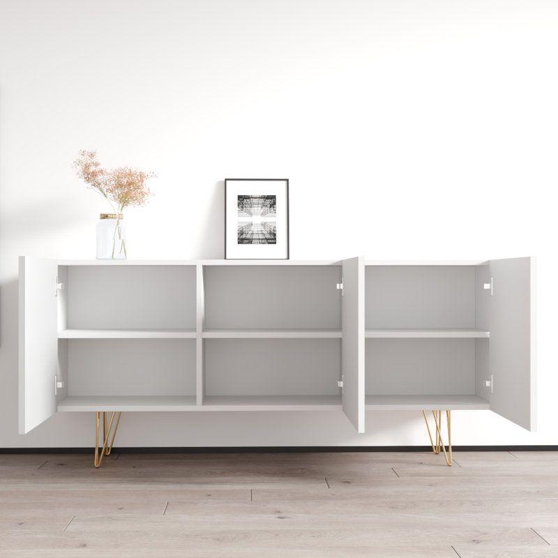 Contemporary White Wood Buffet Table By Alhome - ALHOME