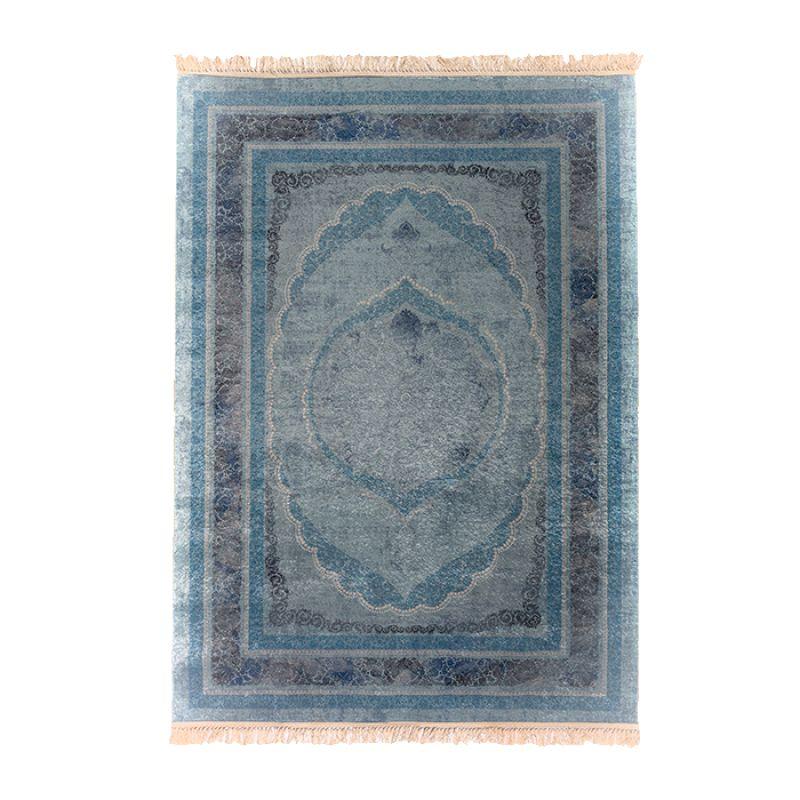 Velvet Turkish Rectangular Decorative Carpet - Blue - By In House - ALHOME