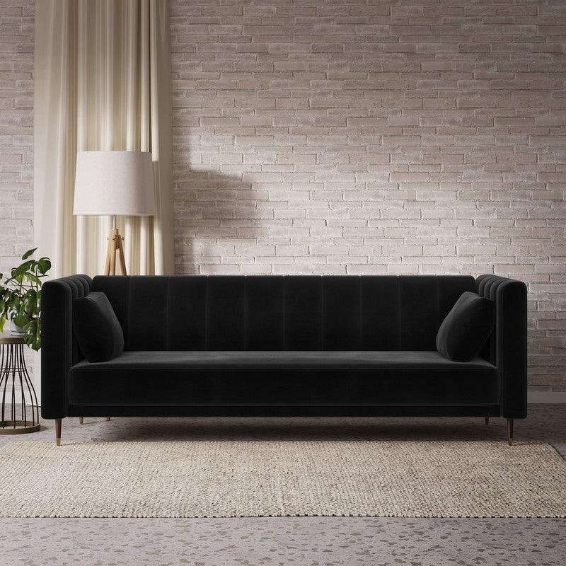 Eternal Elegance: Black Velvet 2-Seater Sofa By Alhome - ALHOME