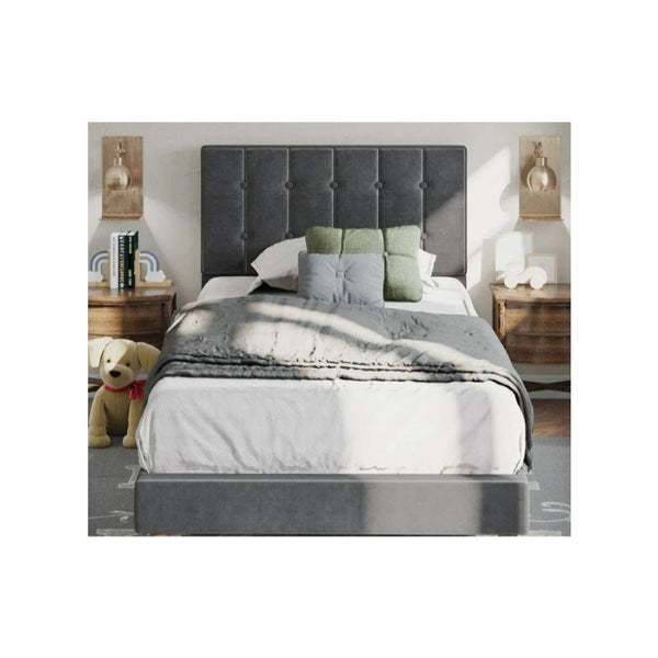 Gray Velvet Single Bed Size 120x200 By Alhome - 110110088 - ALHOME