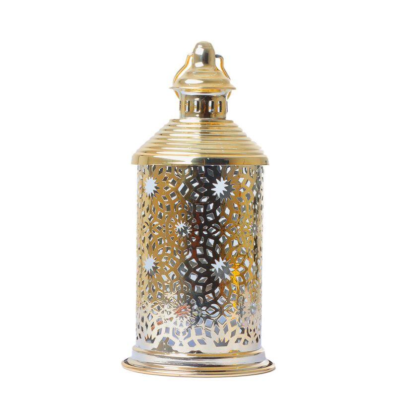 Round Steel Ramadan Lantern With Led Lighting - Gold - 26X12X12 Cm - By Family Ship - 600007809 - ALHOME