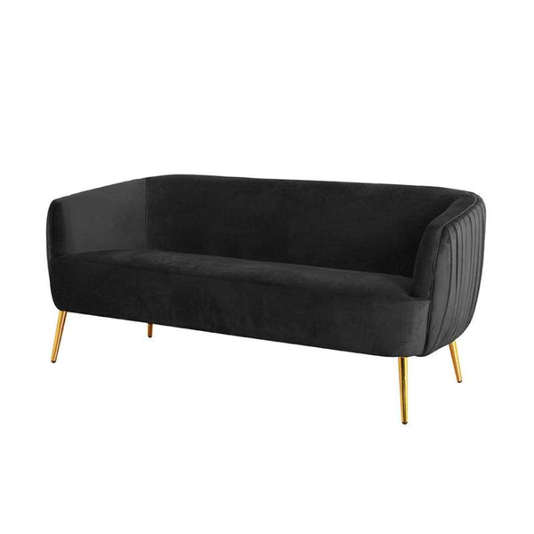 Velvet 3-Seater Sofa in Sleek Black By Alhome - 110111527 - ALHOME