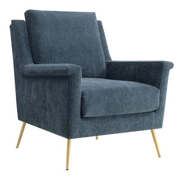 Navy Blue Velvet Chair Swedish Wood By Alhome - 110110686 - ALHOME