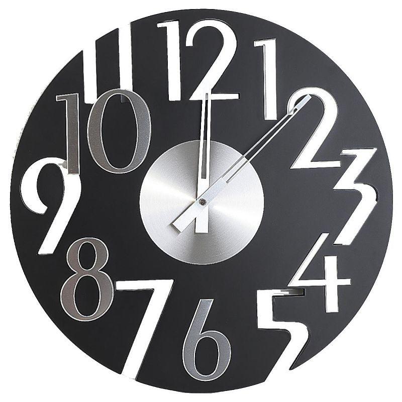 Battery Operated Plastic Circular Wall Clock - Black And White - Diameter 50 Cm - By Family Ship - ALHOME