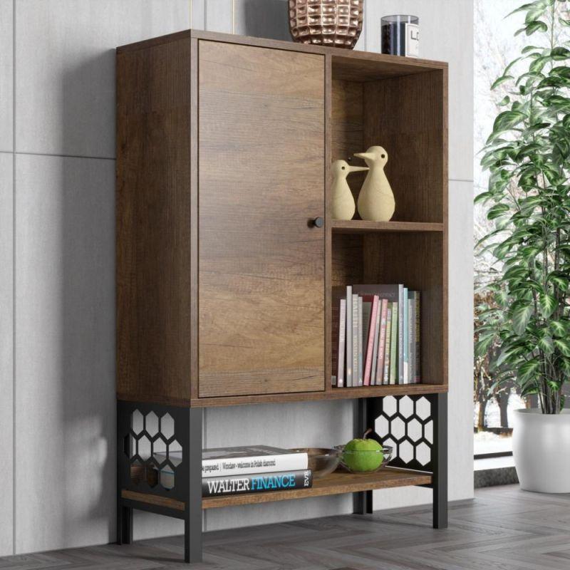 Wooden Storage Cabinet With Metal Legs In Brown And Black By Alhome - ALHOME