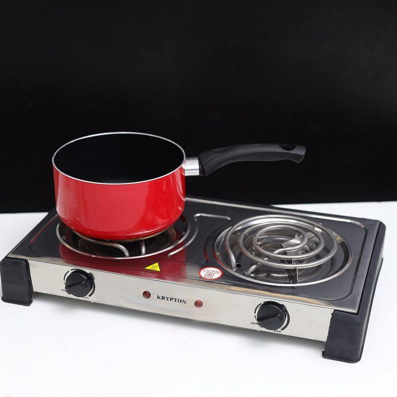 Krypton Stainless Steel Double Burner Hot Plate - 2000 w - KNHP5310 - .com - Your Destination for Baby & Mother Needs in Saudi Arabia