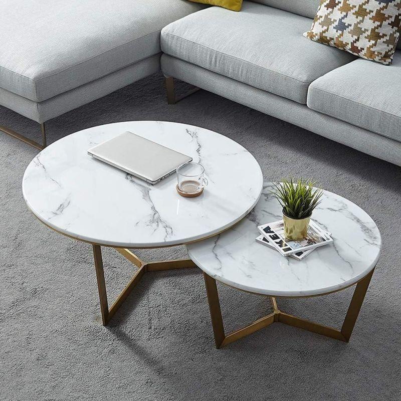 Dual Marble Side Tables for Striking Elegance By Alhome - ALHOME