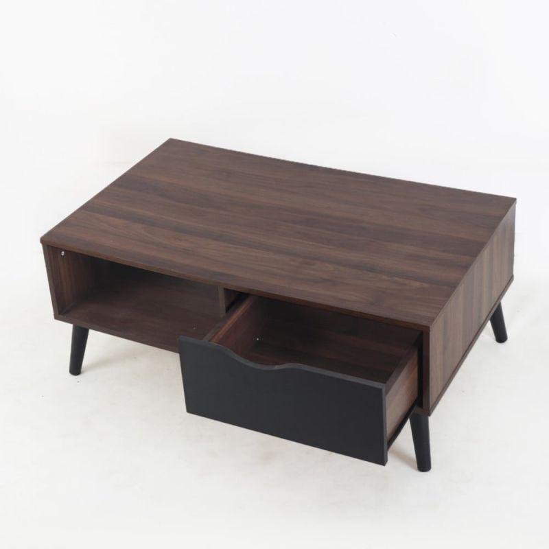 Coffee Table From Wood With Metal Frame - Dark Brown By Alhome - ALHOME