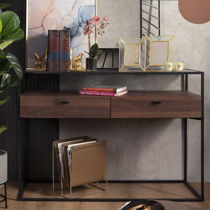 Brown Iron Console with Brown Drawers By Alhome - ALHOME