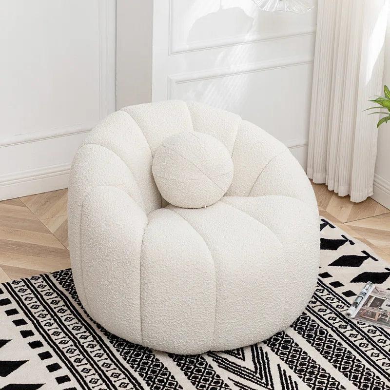 White Boucl√© Accent Chair for Pure Elegance By Alhome - ALHOME