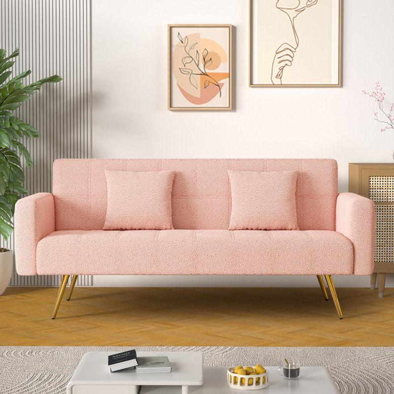 3-Seater Boucl√© Sofa in Soft Pink By Alhome - ALHOME