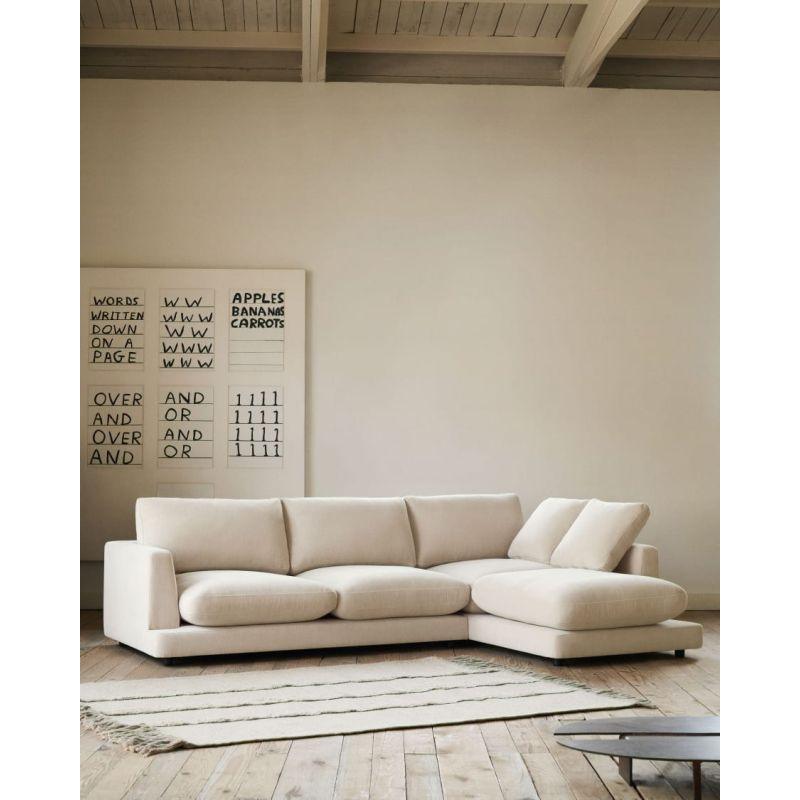 Beige Swedish Wood L-Shape Sofa - Size: 270x160x85x85, Material: Linen By Alhome - 110112209 - ALHOME