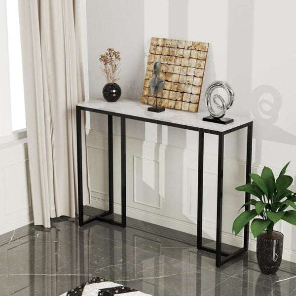 Contemporary Iron Console with Marble Top By Alhome - ALHOME