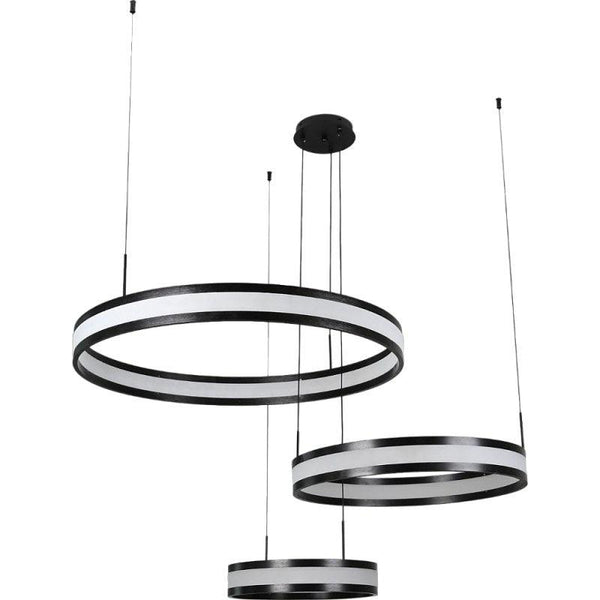 Modern 3 Ring Black Chandelier With 3 Lights - 150 W By Alhome - C5725Z - ALHOME