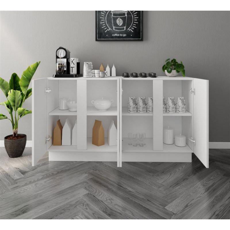 White Coffee Corner with Drawers By Alhome - ALHOME